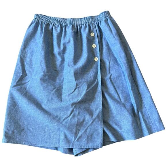 Alfred Dunner Chambray Wrap Skort - Petite 8 - Picture 1 of 7